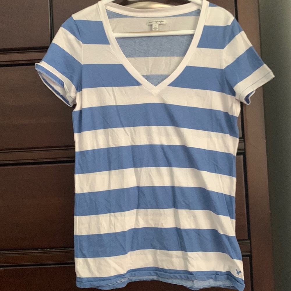 American Eagle Outfitters striped v-neck tee